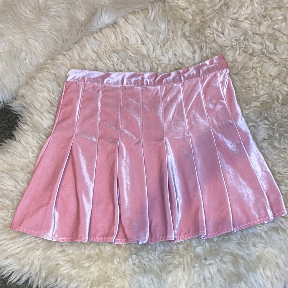 Elegant Pink Velvet Mini Skirt